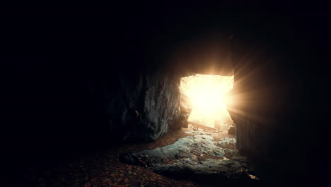 Gran-Cueva-Oscura-Y-Luz-Solar-Del-Bosque-Selvático